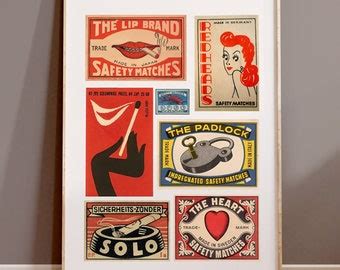 Vintage Matchbox Print Trendy Matches Poster Retro Matchbook Wall Art