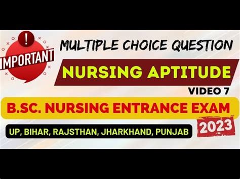 Nursing Aptitude Important Questions For Bsc Nursing Entrance