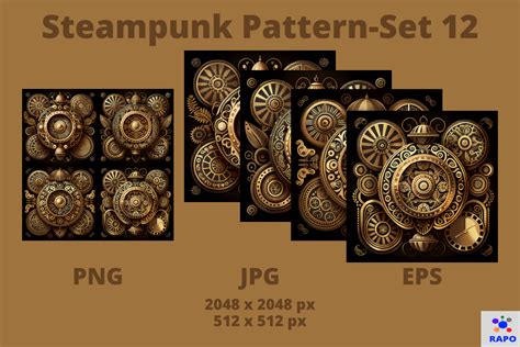 Steampunk Pattern-Set-012 Graphic by RaPo · Creative Fabrica