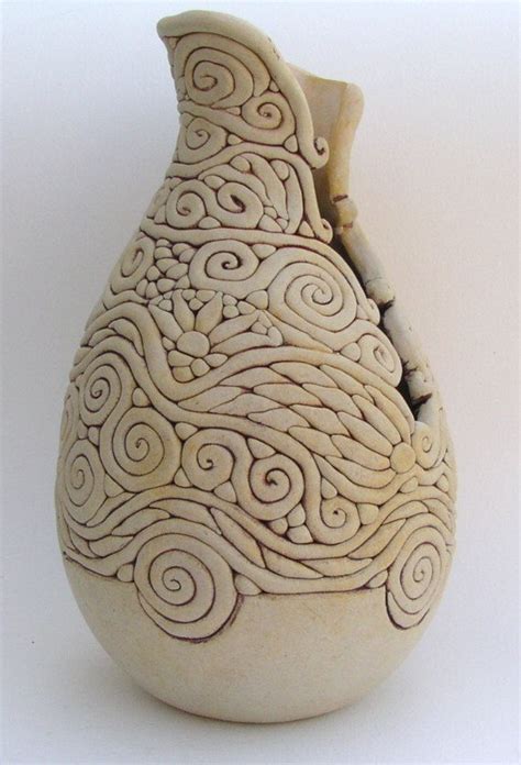 Ivory Colored Coil Vase Exposed Coil Vessel Decorative Etsy Coil