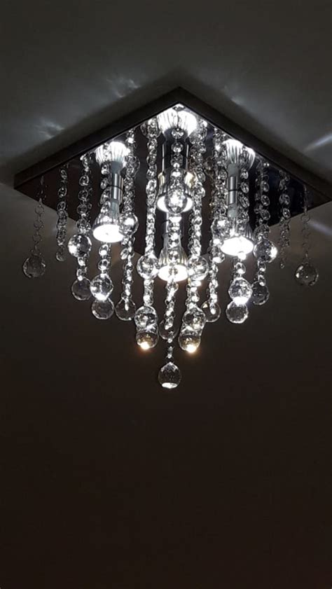 Lustre Cristal Acrilico Base X Em A O Inox Esferas Elo