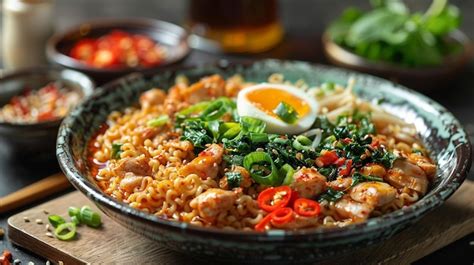 Premium Photo Mouth Watering Photo Of Spicy Ramen On A Bowl