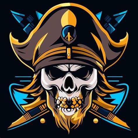 Pacote Conceitual De Logotipo De Caveira Pirata Vetor Premium