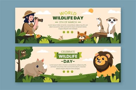 Free Vector Flat Horizontal Banner Template For World Wildlife Day