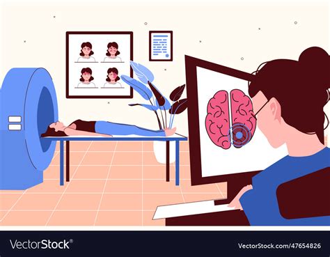 Headache brain scan composition Royalty Free Vector Image