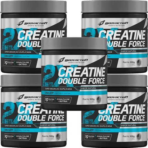 Kit 5X Creatine Double Force 300g Natural BodyAction OtimaNutri