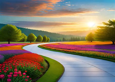 Painting Of A Path In Heaven Garden Nature Background, Wallpaper, Free ...