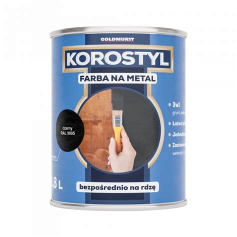 Farba na Metal 3w1 Bezpośrednio na Rdzę Czarny RAL 9005 0 8l