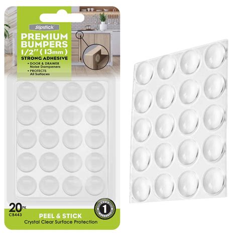 Slipstick Premium Cabinet Door Bumpers 13mm 1 2 Round Clear Adhesive Pads