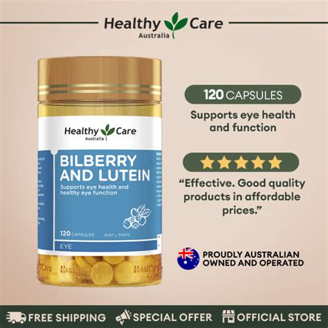 Exp Date Aug 2025 Healthy Care Bilberry Lutein 120 Capsules For