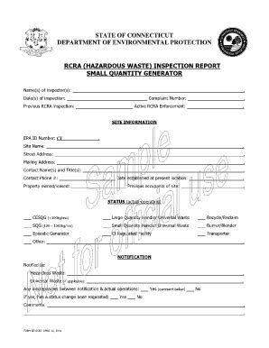 Fillable Online Ct Rcra Hazardous Waste Inspection Report Ct Gov