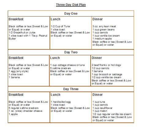 Printable 3 Day Mayo Clinic Diet | TUTORE.ORG - Master of Documents