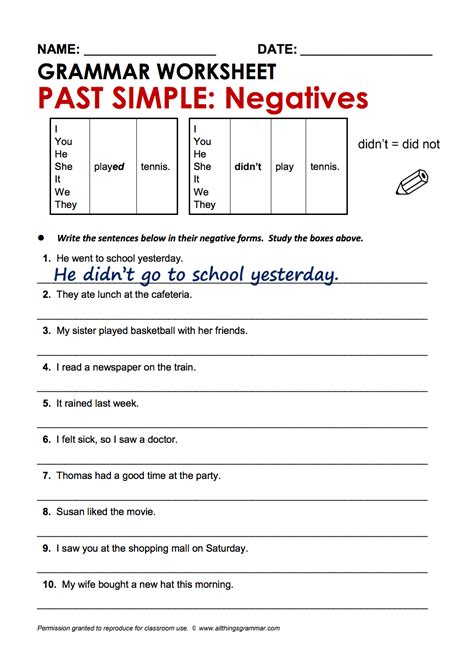 Esl Grammar Simple Past Free Esl Handouts