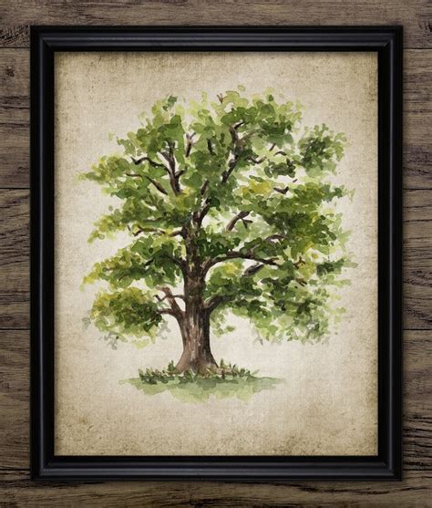 Oak Tree Watercolor Painting Printable Oak Tree Painting Oak Etsy Uk