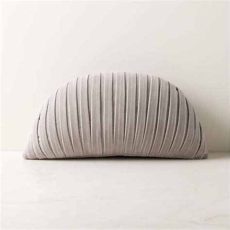 Paola Pleated Warm Grey Velvet Throw Pillow With Down Alternative