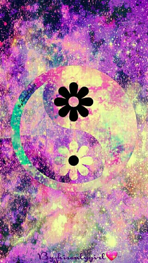 An Abstract Painting With Flowers In The Center And Stars Around It On