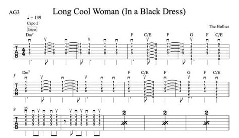 Long Cool Woman In A Black Dress Strum Guitar Music By The Measures