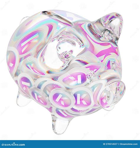 Kadena KDA Clear Glass Piggy Bank With Decreasing Piles Of Crypto