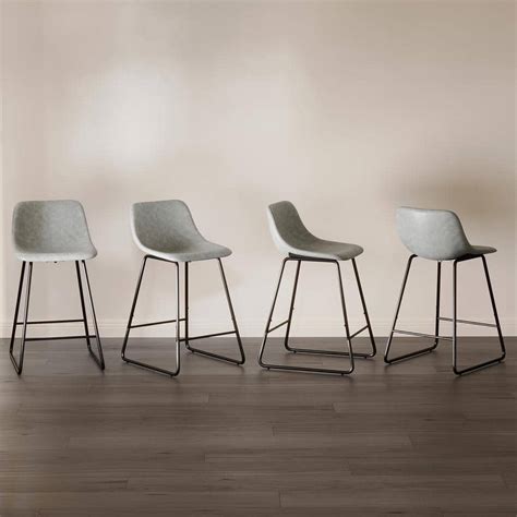 Reviews For LUE BONA Alexander 24 In Gray Faux Leather Bar Stool Low