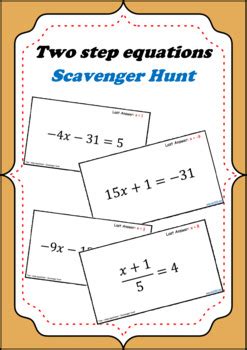 Two Step Equations Scavenger Hunt Game By MathNoHow TpT