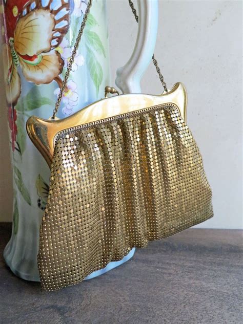 Whiting Davis Gold Mesh Purse Mesh Evening Purse Handbag Etsy Mesh