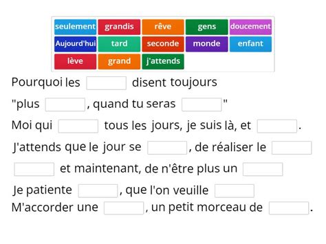 Plus Tard Quand Tu Sera Grand Missing Word