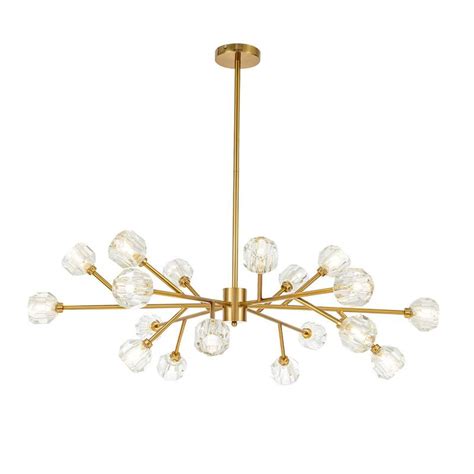 Lustre Pendente Moderno Vidro 113cm Metal Led Dourado Bocal G9 Bivolt