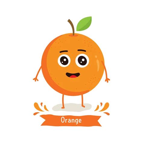 Happy Smiling Orange Fruit Vector Illustration Funny Character — Stock