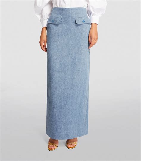 Womens Rowen Rose Blue Denim Maxi Skirt Harrods US