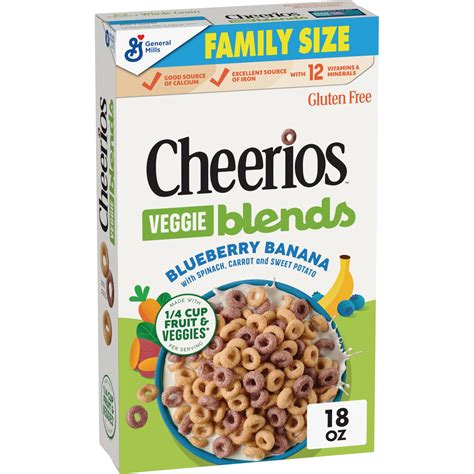 Cheerios Veggie Blends Breakfast Cereal Hyz01 Blueberry Banana Flavored Made With Fruits And