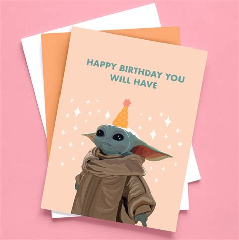 Baby Yoda Birthday Card Grogu Mandalorian Star Wars Jedi Etsy