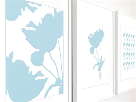 Blue Wall Art Blue Flowers Wall Art Set of 3 Prints Flower - Etsy