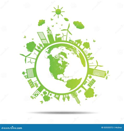 World Green Ecology City Environmentally Illustration Stock Vector