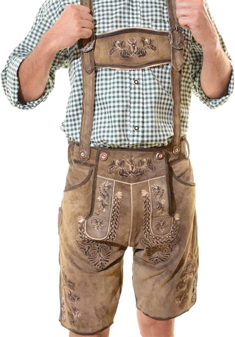 German Bavarian Okoberfest Premium Lederhosen With Belt And Suspenders