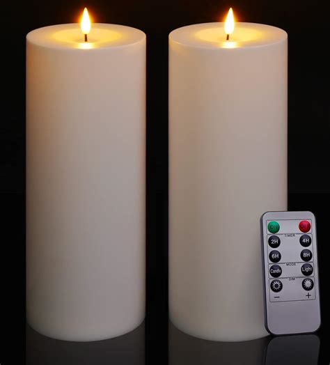 Patiphan Large Flameless Candles Outdoor 11 X 4 Battery Operated