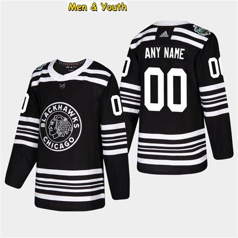 Mens And Youth Chicago Blackhawks 00 Custom Name Number Jersey Black