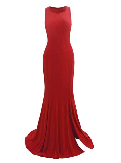 Qiribati Women Off Shoulder Sleeveless High Slit Evening Party Fishtail