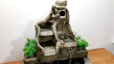 How To Make Amazing Cement Waterfall Fountain Water Fountain Youtube