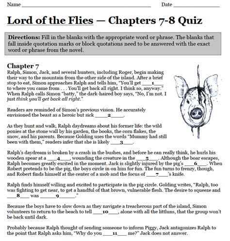 Lord Of The Flies Chapter Questions And Answers The Lord O