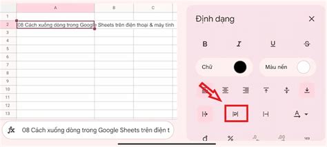 cach xuong dong trong google sheet tren dien thoai nhanh