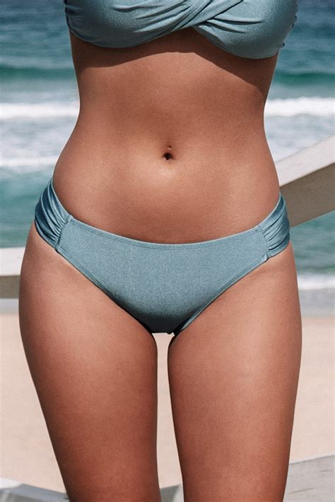 Shangrila Solids Shirred Tab Hipster Bikini Bottom