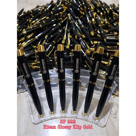 Jual Bp Hitam Glosy Klip Gold Pen Metal Pen Besi Ballpoint