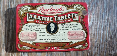 Red And Gold Vintage Tin Rawleigh S Laxative Tablets Tin