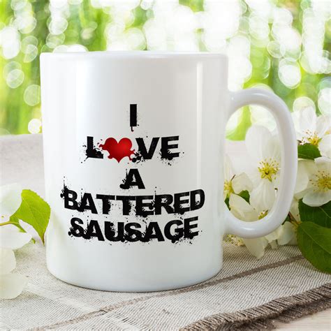 I Love Food A Battered Sausage Mug And Coaster Set Victorian Print