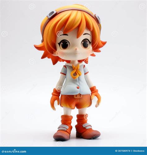 Figurilla De Anime Encantadora Con Pelo Naranja Muy Detallado