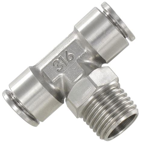 T Push In Fittings Male Swivel BSP Tapered Mini Series In Stainless