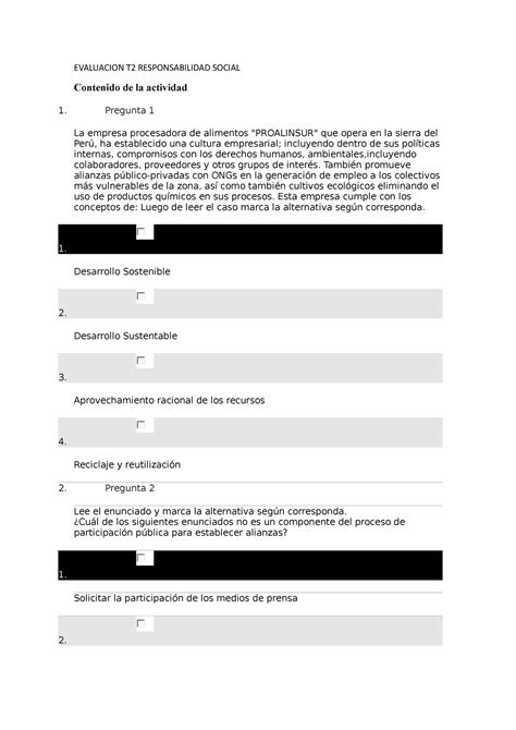 Evaluacion T2 Responsabilidad Social EVALUACION T2 RESPONSABILIDAD