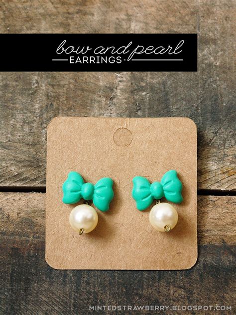 DIY Bow And Pearl Earrings Minted Strawberry