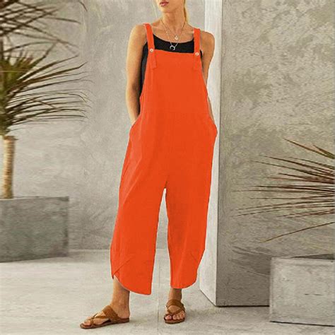 Wnegstg Jumpsuits For Women Fashion Casual Solid Pocket Romper Long