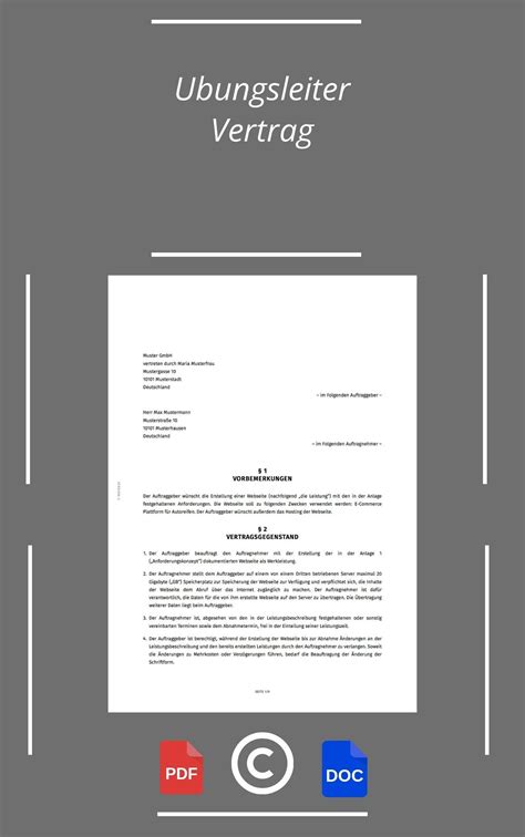 Übungsleiter Vertrag Muster PDF WORD